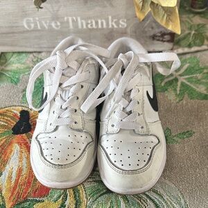 Nike Kids White and Black Lace-Up Sneakers